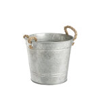 Cache - pot seau avec anses coloris gris en zinc - Ø 16, 7 cm Cache - pot seau avec anses coloris gris en zinc - Ø 16, 7 cm
