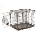 Cage de transport noire pour chien avec 2 portes 61 x 45 x 48 cm Cage de transport noire pour chien avec 2 portes 61 x 45 x 48 cm