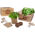 Caisse en bois carr avec 4 sacs de jute avec doublure 18x18x10, 5 cm 5 ans et plus