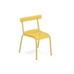 Chaise en acier jaune curry milky - 56 x 55 x 77 cm