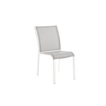Chaise empilable en aluminium blanc mat et toile gris clair adenium - 48 x 60 x 87 cm