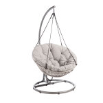 Chaise suspendue en acier anthracite et coussin gris clair ovo - � 105 x h 196 cm