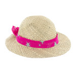 Chapeau de paille enfant stella avec ruban rose taille 54  25 cm