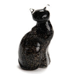 Chat noir sulfure en verre - 6 x 12 x 7 cm
