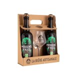 Coffret bires bio de nol moulin d'asq - 2 x 75 cl + 1 verre