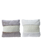 Coussin en fausse fourrure et tricot kaemingk - 45 x 45 x 5 cm