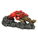D�cor aquarium calamar g�ant jules verne coloris rouge en r�sine de polyester