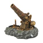 D�cor aquarium canon avec bulleur jules verne coloris or en r�sine de polyester