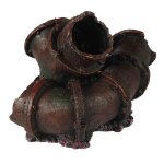 D�cor d'aquarium tuyau en imitation m�tal coloris gris en r�sine de polyester - 22 x