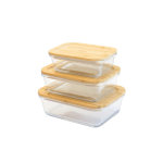 Ensemble de 3 botes rectangulaires en verre et bambou 400  1000 ml