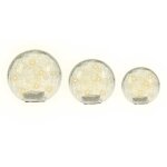 Ensemble de 3 boules solaires lumineuses en verre effet bris� blanc chaud - � 10 / 12 / 1
