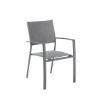 Fauteuil en aluminium et toile polyester anthracite talia - 59 x 56 x 88 cm