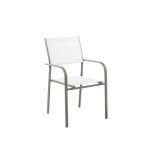 Fauteuil en aluminium vert et toile polyester blanc niello - 87 x 51 x 56 cm