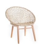 Fauteuil coloris marron assise en teck et abaca - 78 x 78 x 80 cm