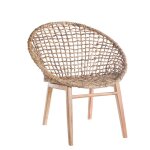 Fauteuil coloris marron assise en teck et abaca - 78 x 78 x 80 cm