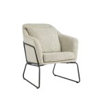 Fauteuil d'intrieur en polyester coloris noir et blanc avec un effet boucl 67 x 7