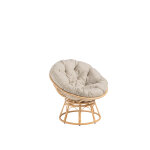 Fauteuil pivotant en aluminium couleur bois et coussin beige love - 92 x 86 x 80 cm