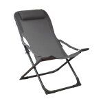Fauteuil relax en aluminium graphite et toile textylne grise easy - 127 x 61 x 28, 5