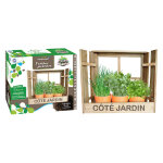 Fenêtre jardinière de 3 pots bamboo avec graines et terre planète plante - 3 variétés Fenêtre jardinière de 3 pots bamboo avec graines et terre planète plante - 3 variétés