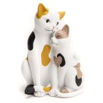 Figurine couple chat mignon en polyrsine - 11 x 15, 8 x 8, 8 cm