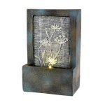 Fontaine murale led avec déco florale en polyrésine 9 x 15 x 23 cm Fontaine murale led avec déco florale en polyrésine 9 x 15 x 23 cm