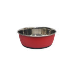 Gamelle pour chien et chat coloris rouge mat en inox tyrol 950 ml