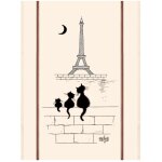 Grand torchon coloris cru en coton dubout chats tour eiffel winkler 60 x 80 cm