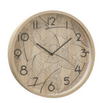 Horloge murale leaves coloris beige en bois et verre - 40 cm