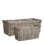 Jardinire panier rectangulaire en osier gris marcia petit modle