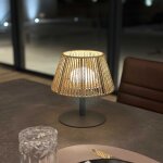 Lampe de table usb sans fil avec abat - jour naturel - Ø 20 x h 22 cm Lampe de table usb sans fil avec abat - jour naturel - Ø 20 x h 22 cm