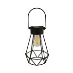 Lanterne britt mtal et verre noir  led blanc chaud h 17 cm
