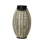 Lanterne coloris noir en bois de peuplier -  27 cm
