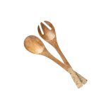 Lot de 2 couverts  salade coloris multicolore en bois de manguier - 33 x 7 cm