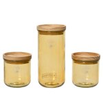 Lot de 3 bocaux coloris marron en verre recyclé - 9, 5 x 20 x 19 cm Lot de 3 bocaux coloris marron en verre recyclé - 9, 5 x 20 x 19 cm