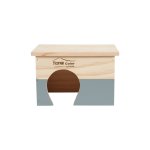 Maison en bois home rectangle taille m gris 23, 5x18, 5x15 cm