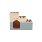 Maison en bois home rond taille l gris x30x18x23, 5 cm