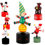 Marionnette de nol en bois  poussoir  4, 6 x h 11 cm