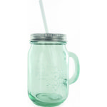 Mason jar en verre recycl avec capsule aluminium et paille