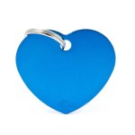 Mdaille basic grand c?ur pour chien en aluminium bleu