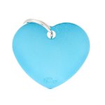 Médaille basic grand c?ur pour chien en aluminium bleu azur Médaille basic grand c?ur pour chien en aluminium bleu azur