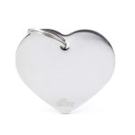 Mdaille basic grand c?ur pour chien en laiton argent