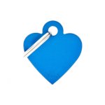 Mdaille basic petit c?ur pour chien en aluminium bleu