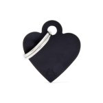 Médaille basic petit c?ur pour chien en aluminium noir Médaille basic petit c?ur pour chien en aluminium noir