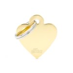 Mdaille basic petit c?ur pour chien en laiton dor