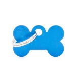 Médaille basic petit os pour chien en aluminium bleu Médaille basic petit os pour chien en aluminium bleu