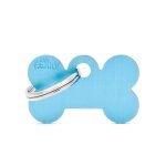Mdaille basic petit os pour chien en aluminium bleu azur