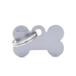 Mdaille basic petit os pour chien en aluminium gris