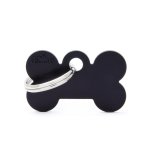 Mdaille basic petit os pour chien en aluminium noir