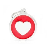 Médaille classic grand cercle c?ur rouge pour chien en acier Médaille classic grand cercle c?ur rouge pour chien en acier