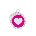Médaille glam petit cercle rose avec c?ur Médaille glam petit cercle rose avec c?ur